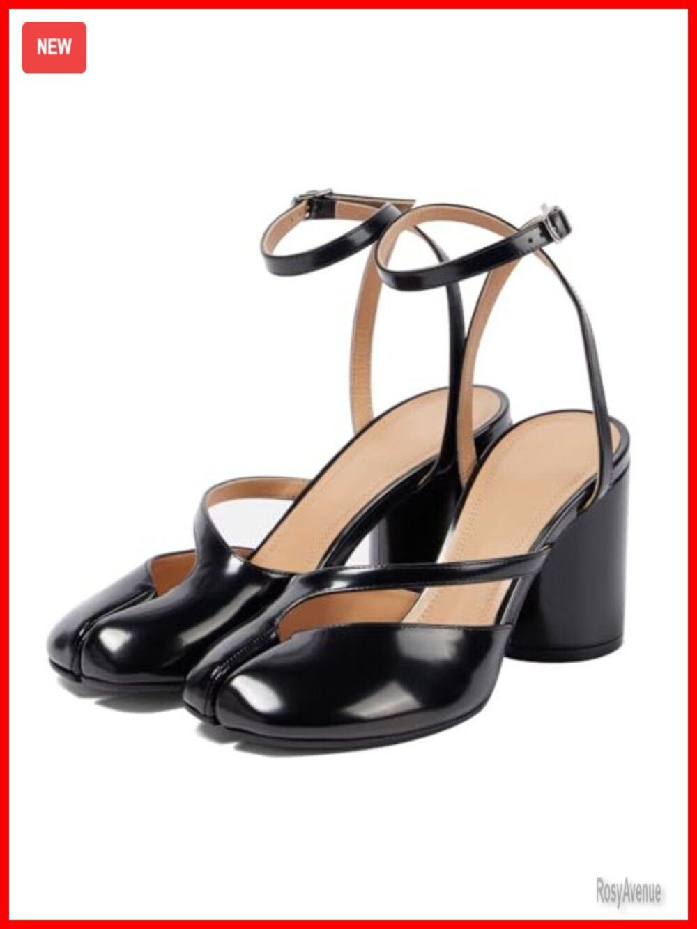 Chunky Block High Heels Split Toe Pumps Ankle Strap Tabi Slingback